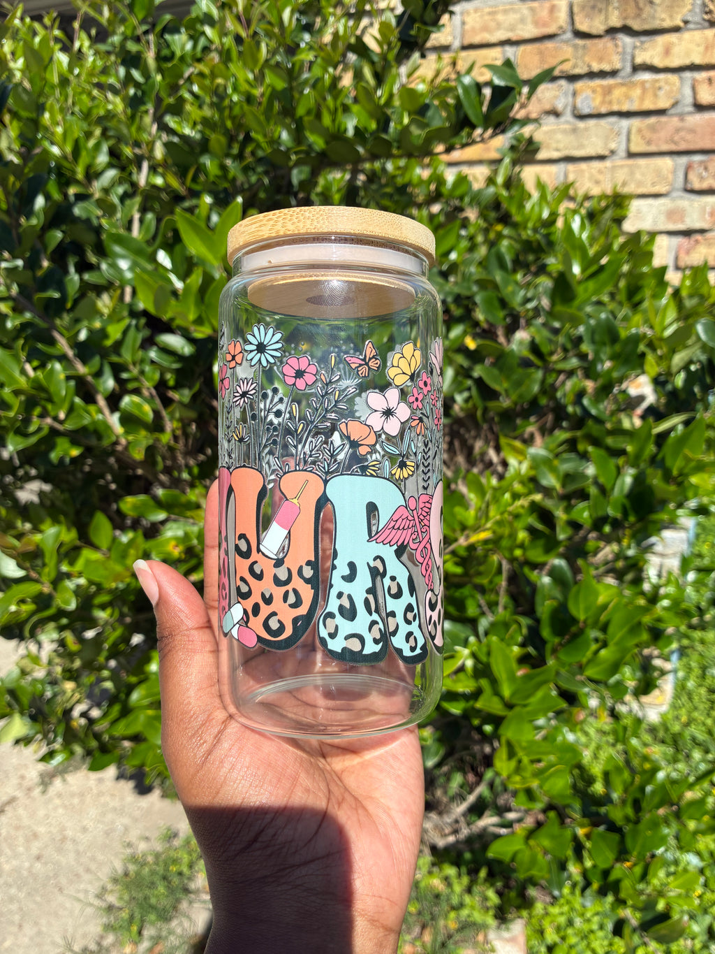 Cute Enough for a 12 Floral Nurse Glass Cup