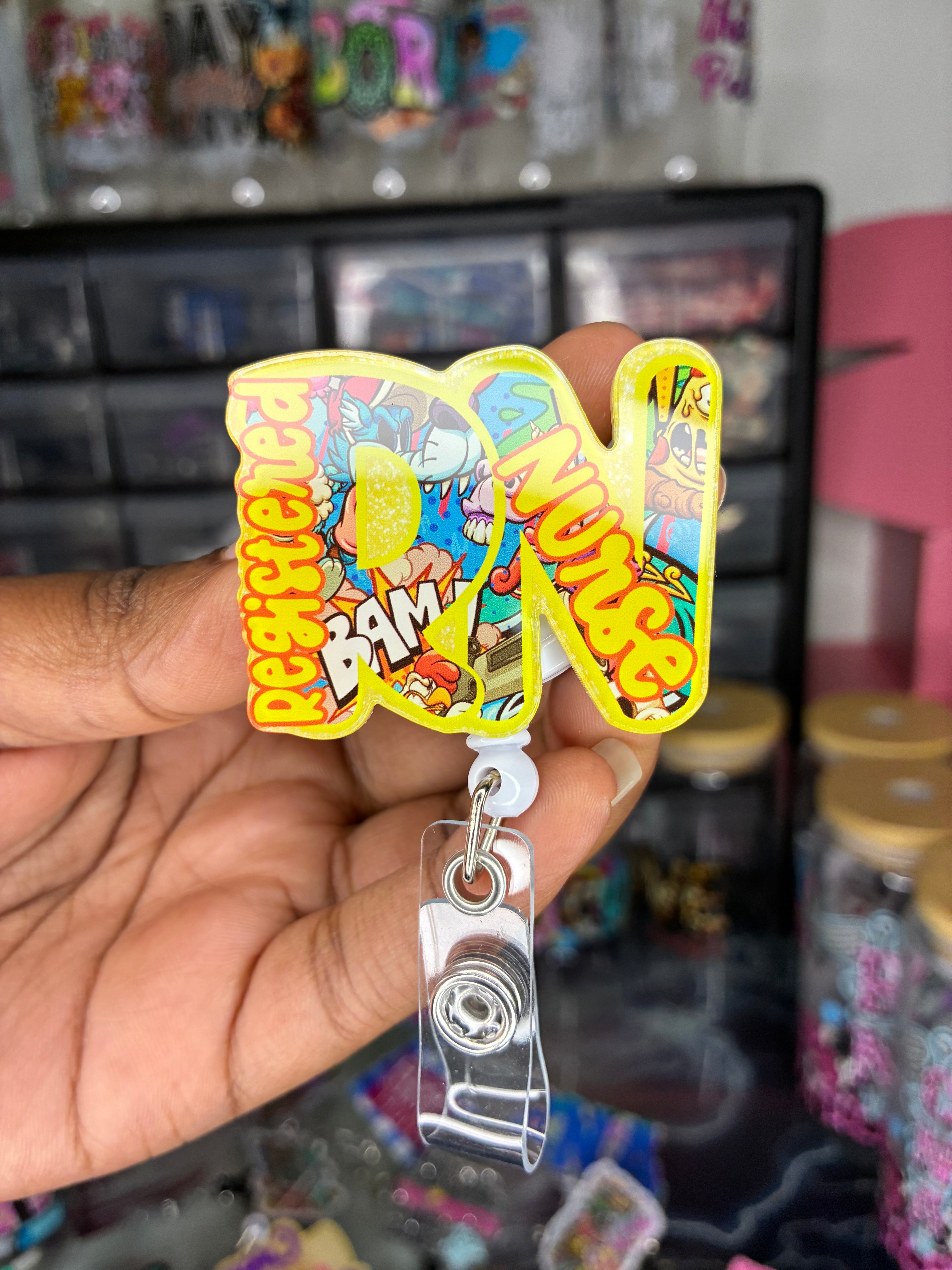 Registered Nurse Comic Badge Reel