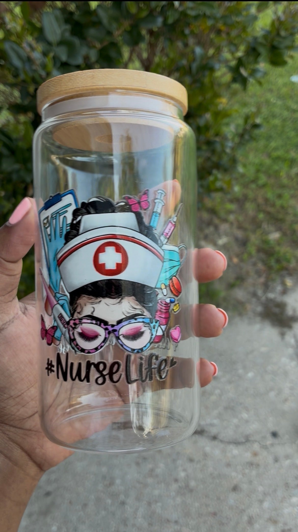 Peace Love Nurse Statement Glass Cup