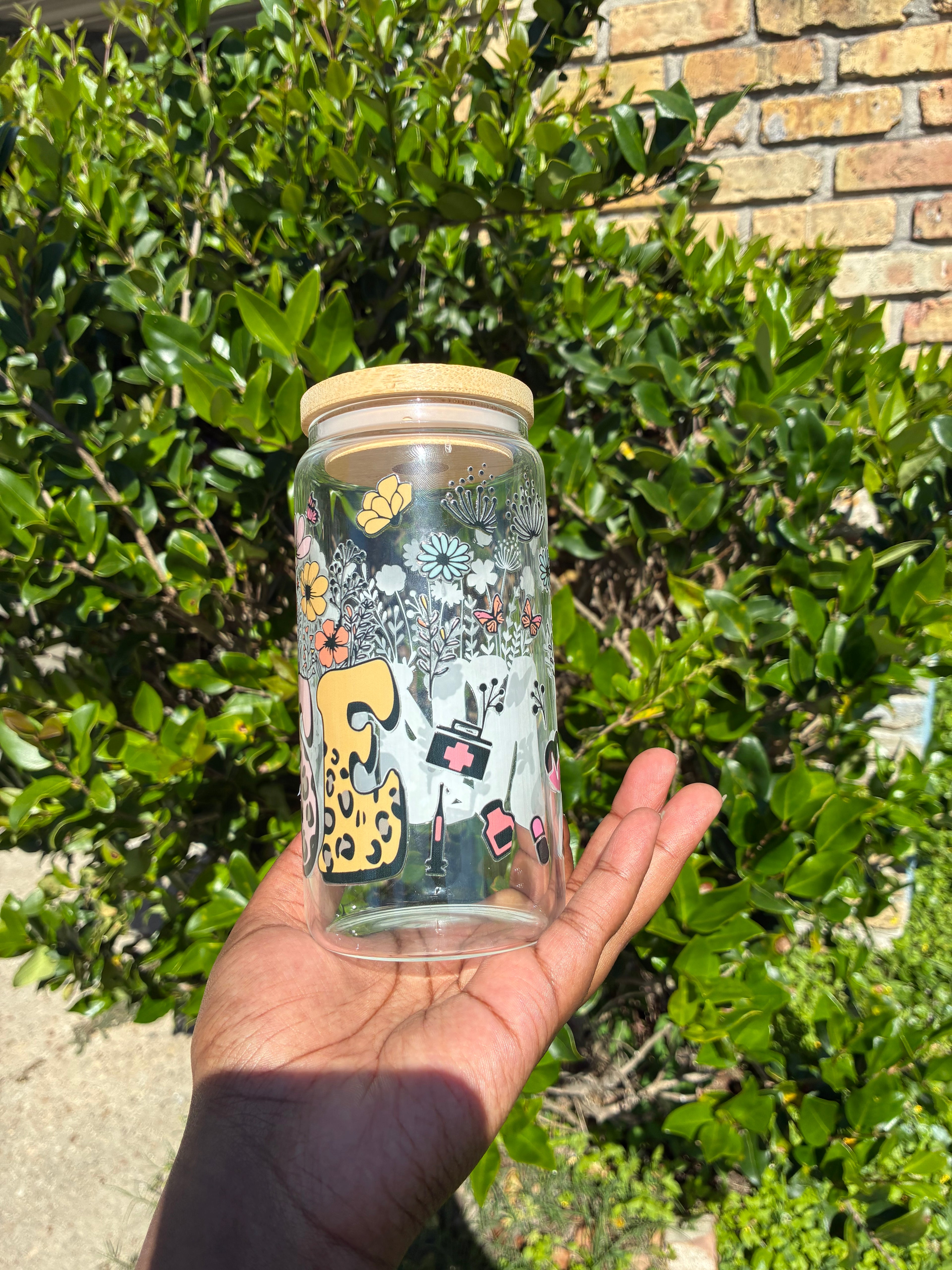 Cute Enough for a 12 Floral Nurse Glass Cup
