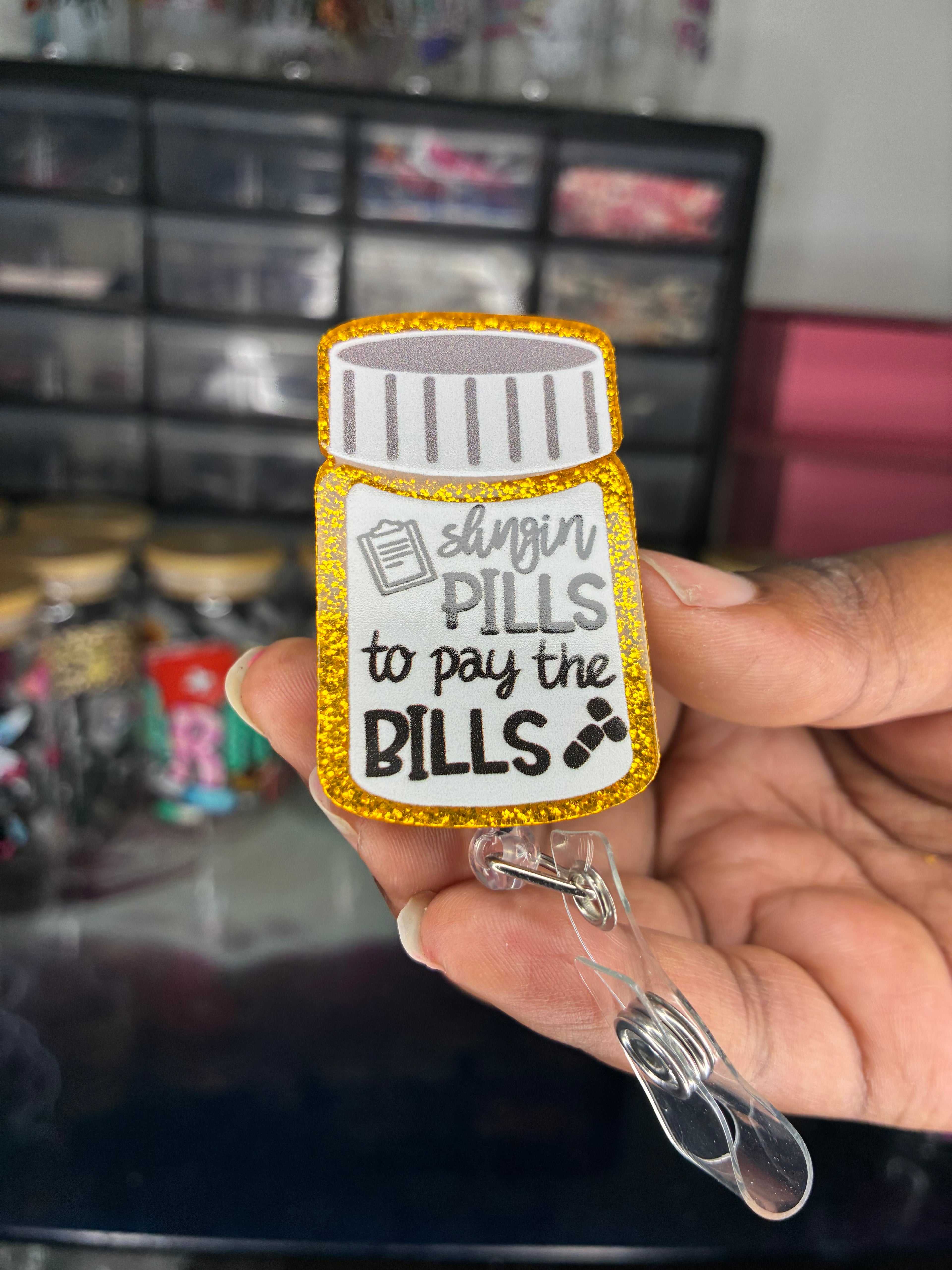 Slingin’ Pills – Pharmacy Badge Reel