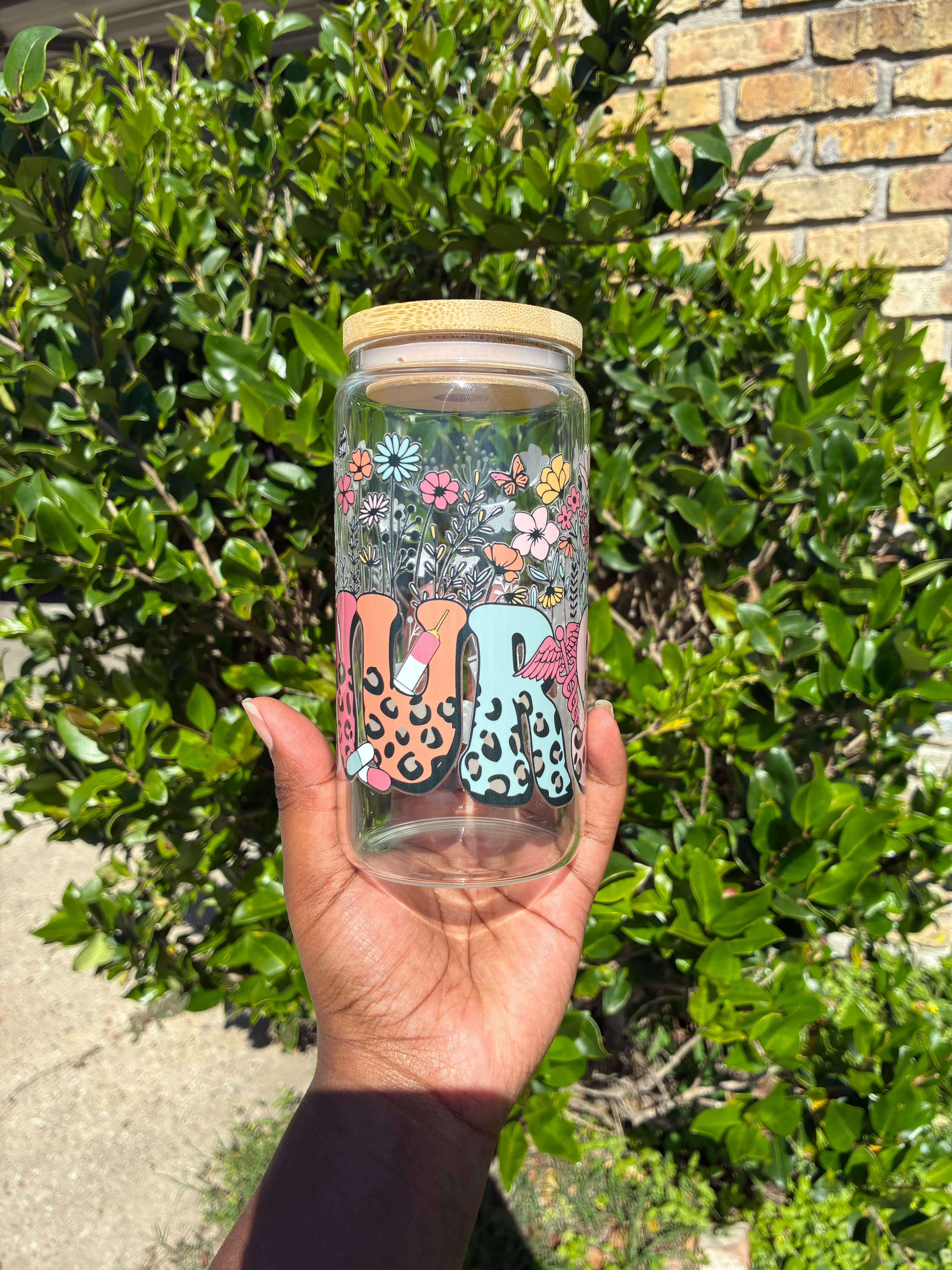 Cute Enough for a 12 Floral Nurse Glass Cup
