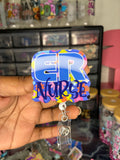 Floral ER Nurse Badge Reel
