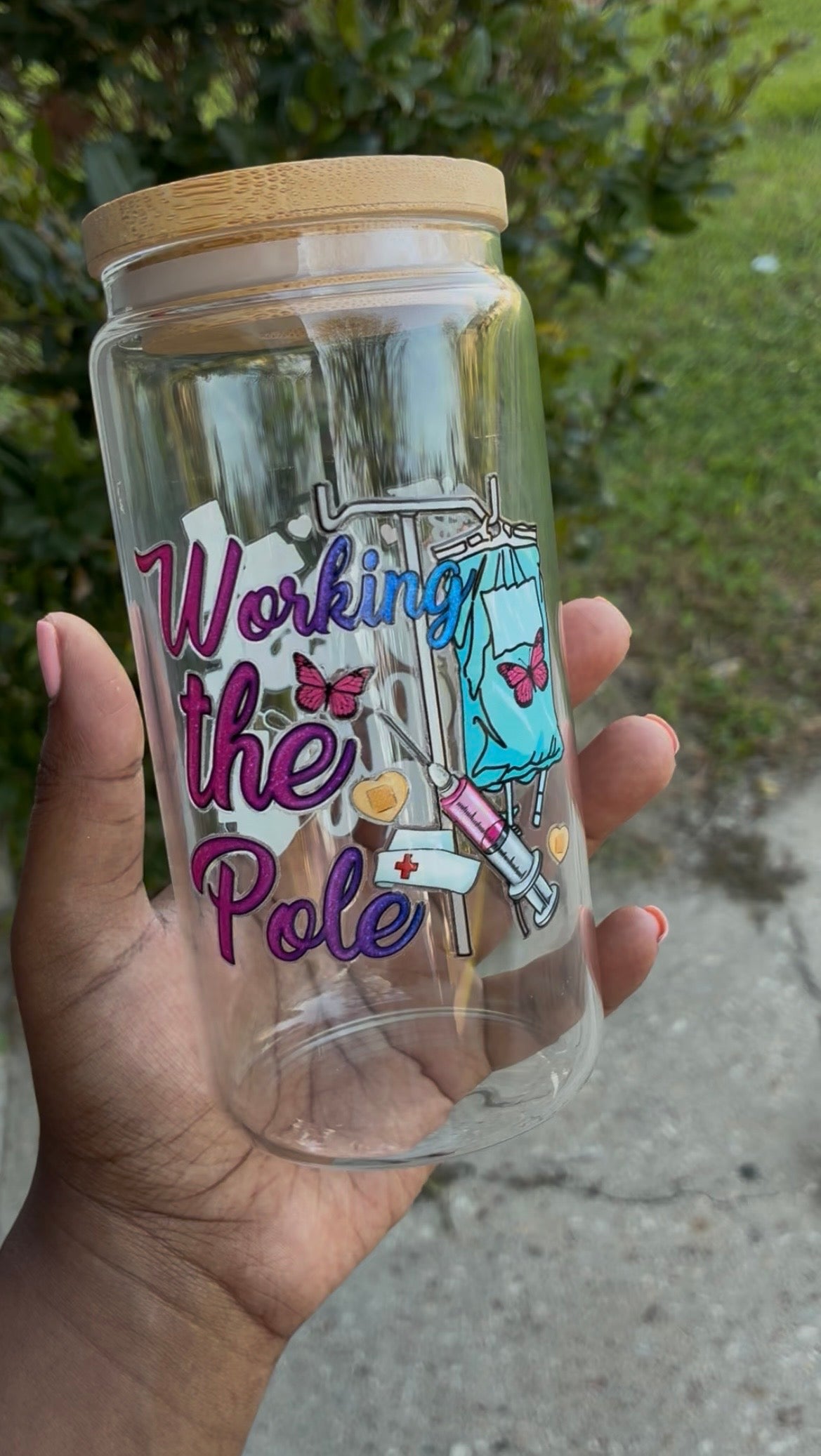 Working the Pole Nurse Glass Cup