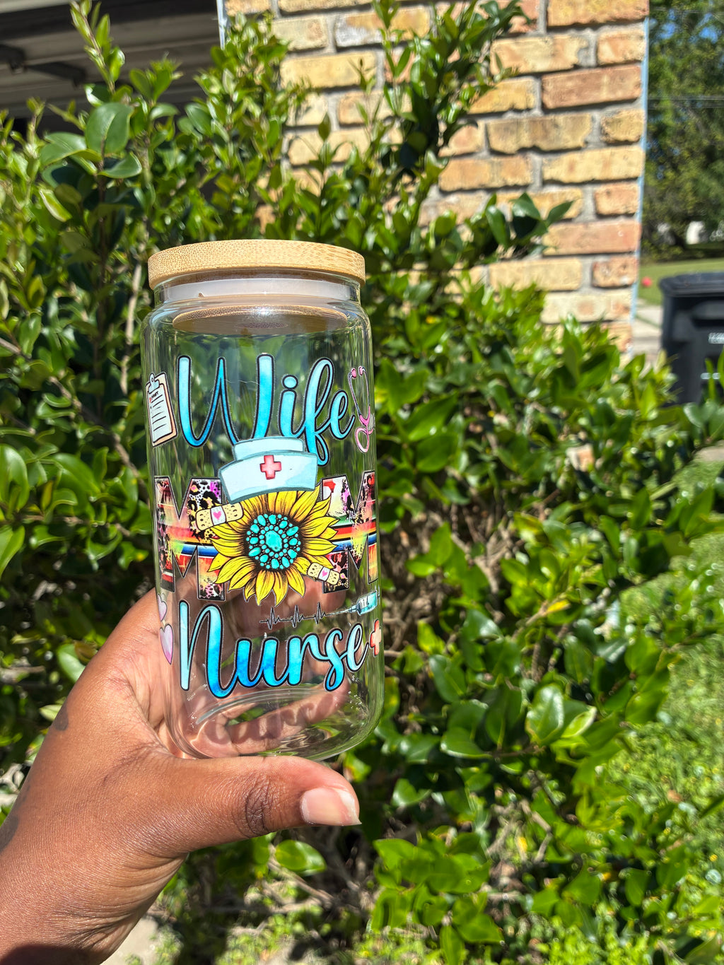 Wife Mom Nurse Glass Cup