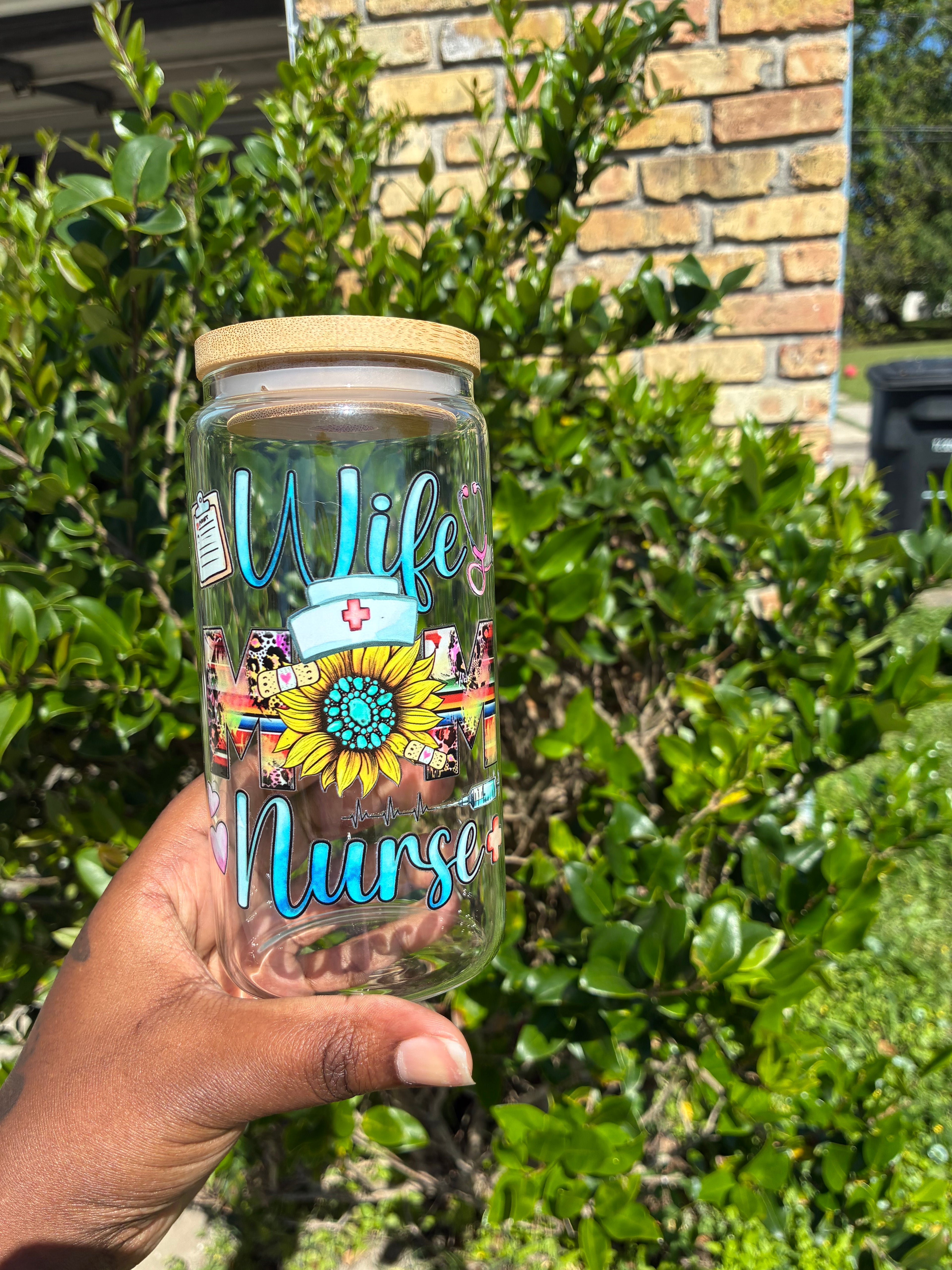 Wife Mom Nurse Glass Cup