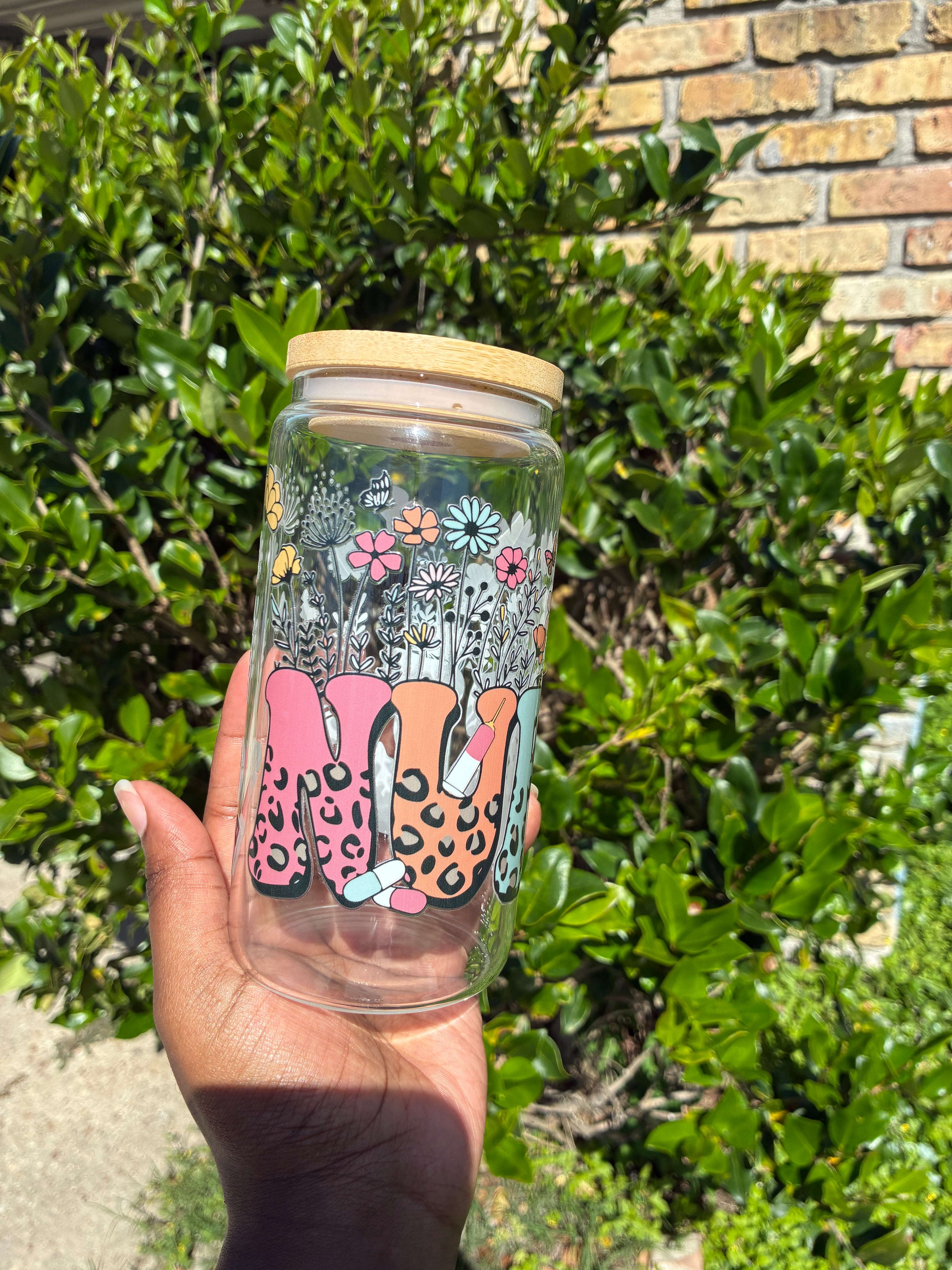 Cute Enough for a 12 Floral Nurse Glass Cup
