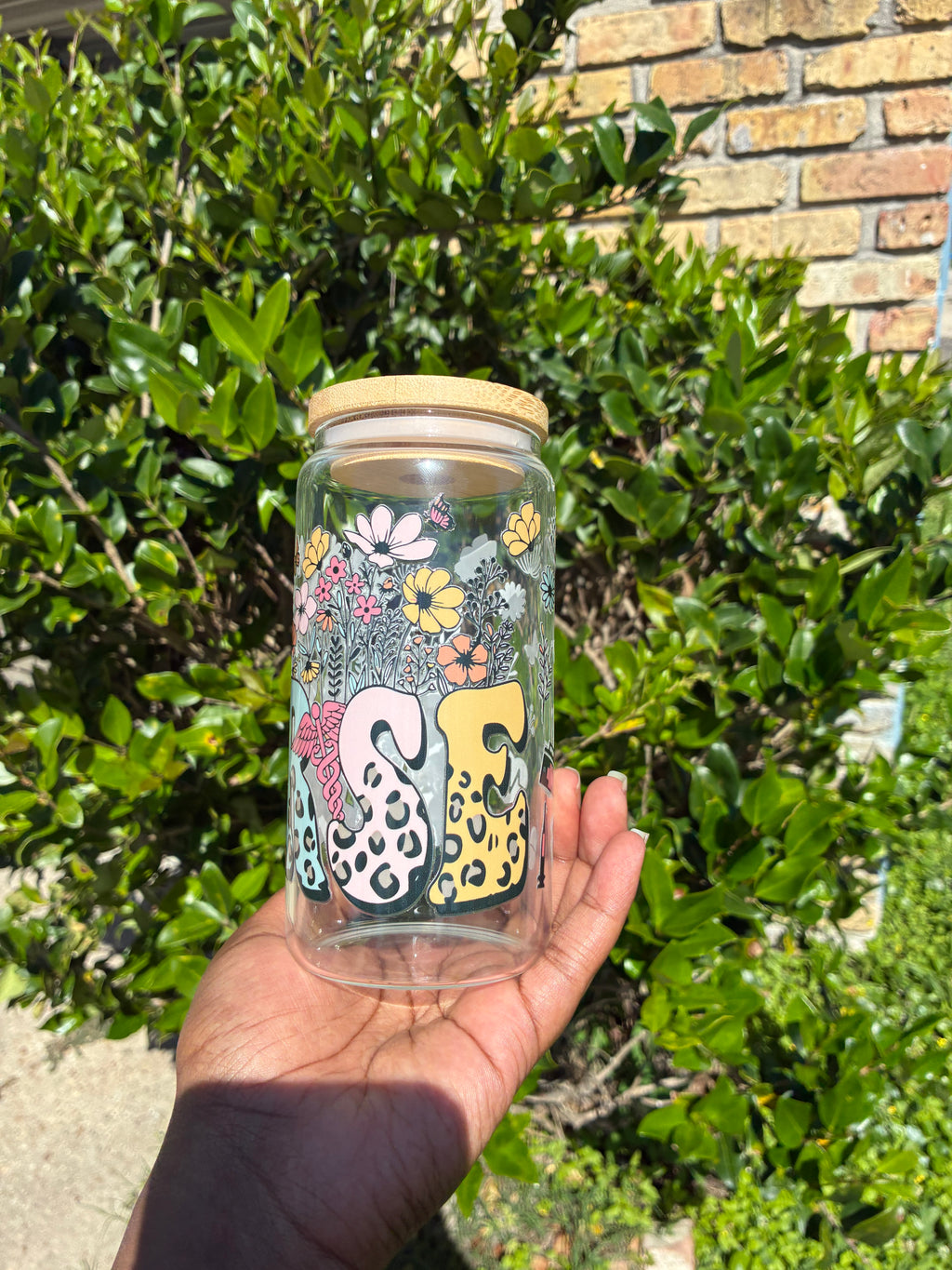 Cute Enough for a 12 Floral Nurse Glass Cup