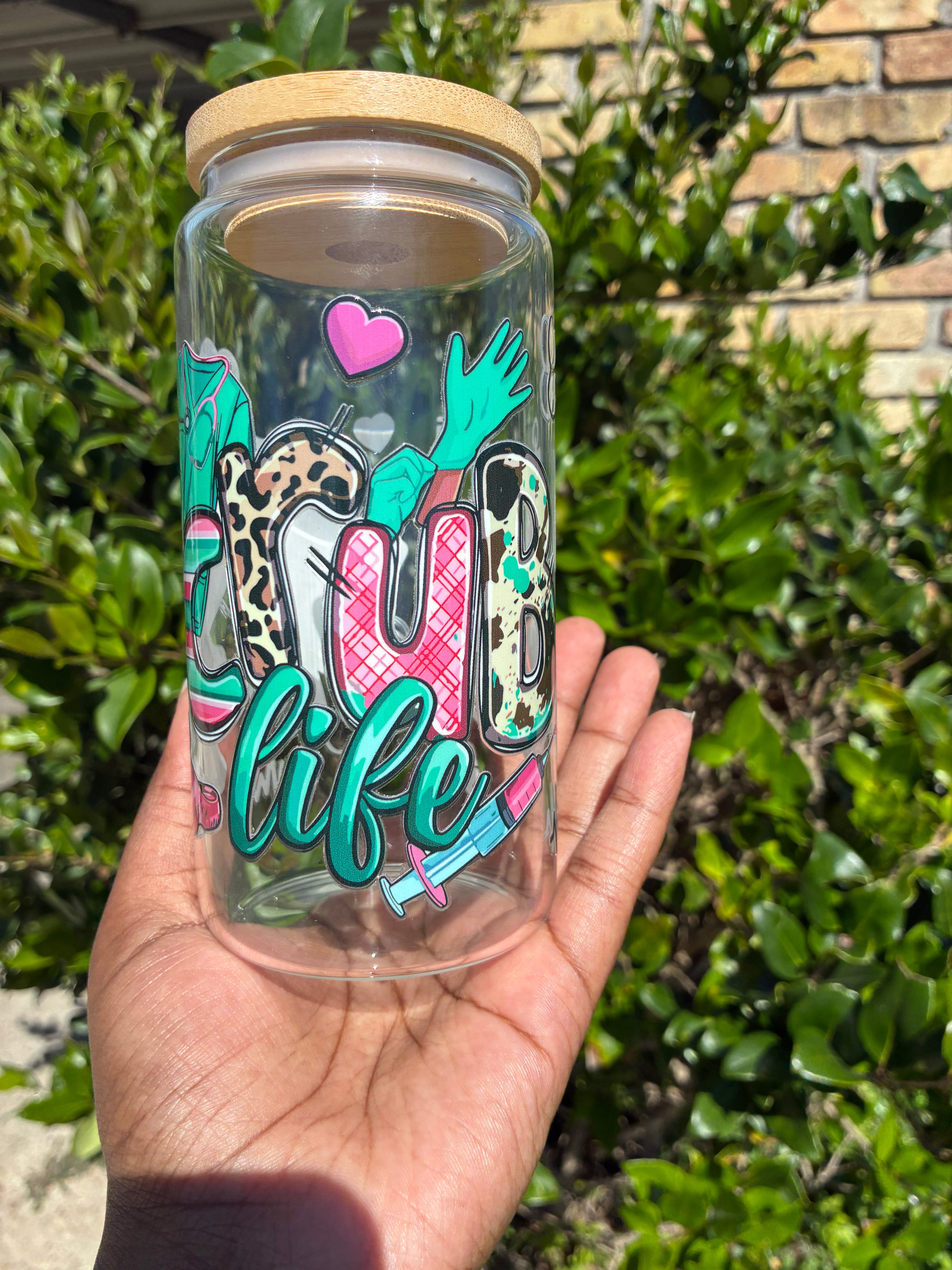 Scrub Life Glass Cup