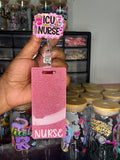 Pink Glitter Nurse Badge Buddy | Nurse Badge Card | Cute Healthcare Badge Accessory