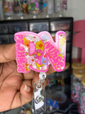Registered Nurse Pink Floral Badge Reel