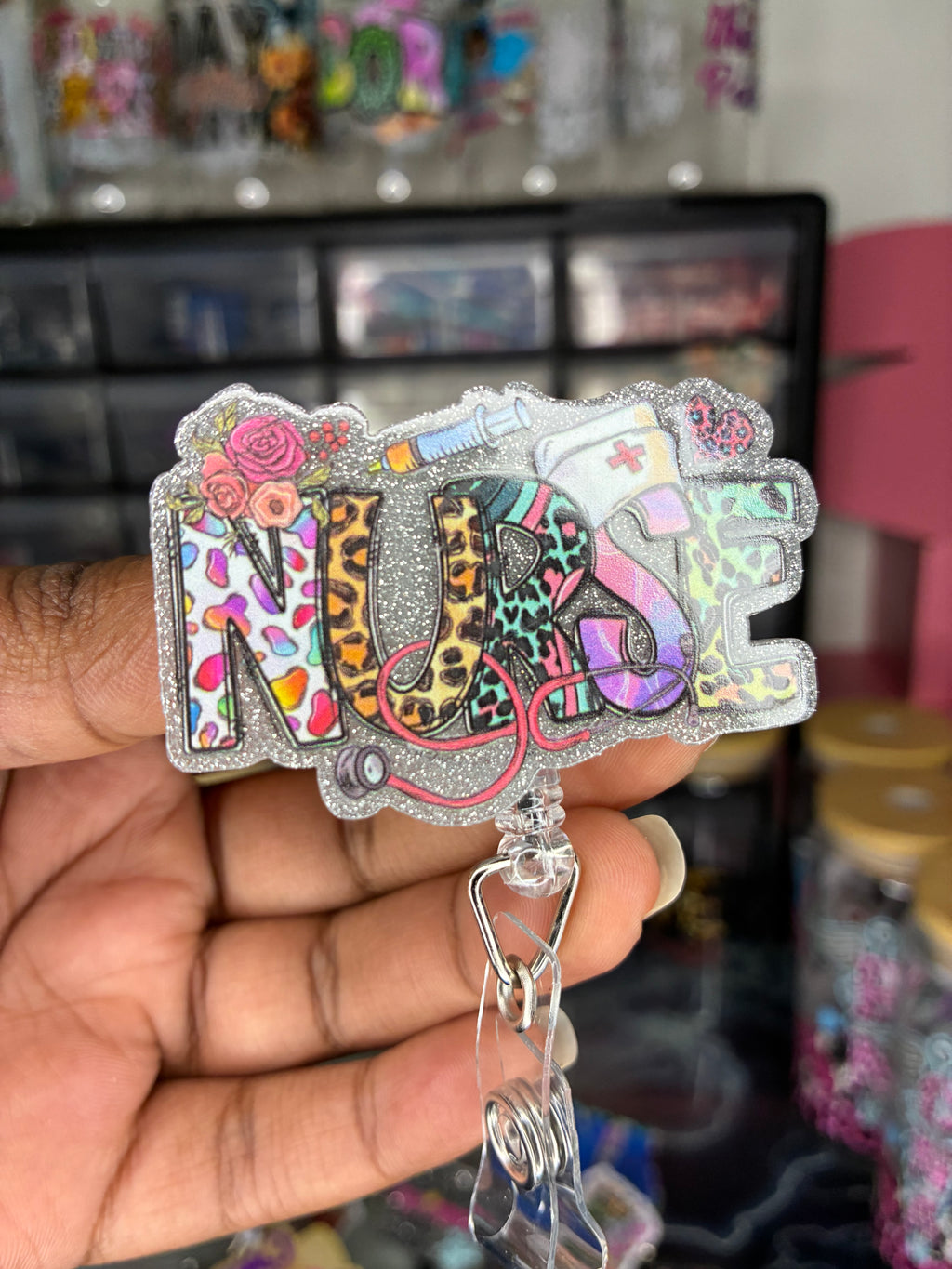 Nurse Mixed Print Badge Reel