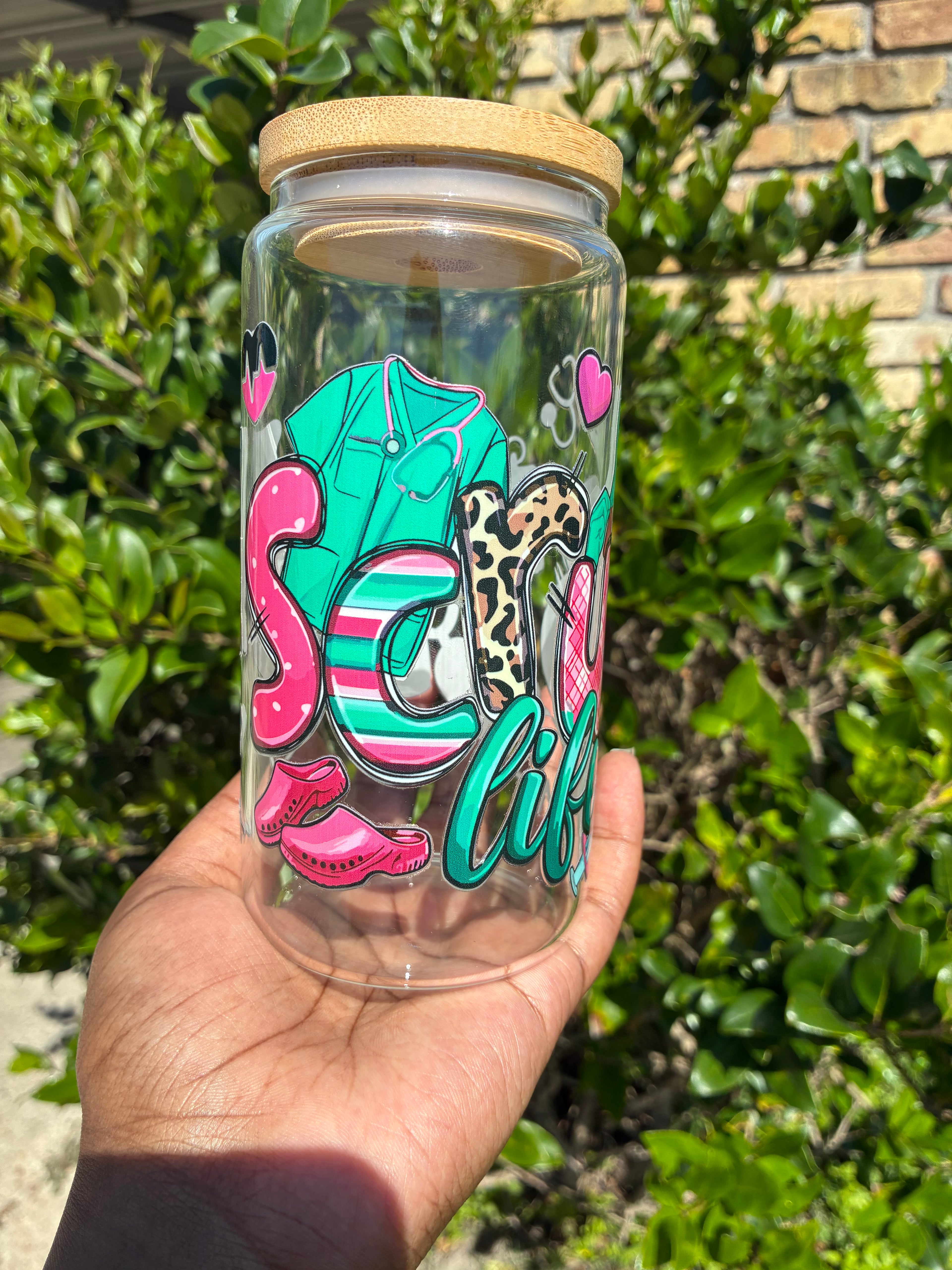 Scrub Life Glass Cup