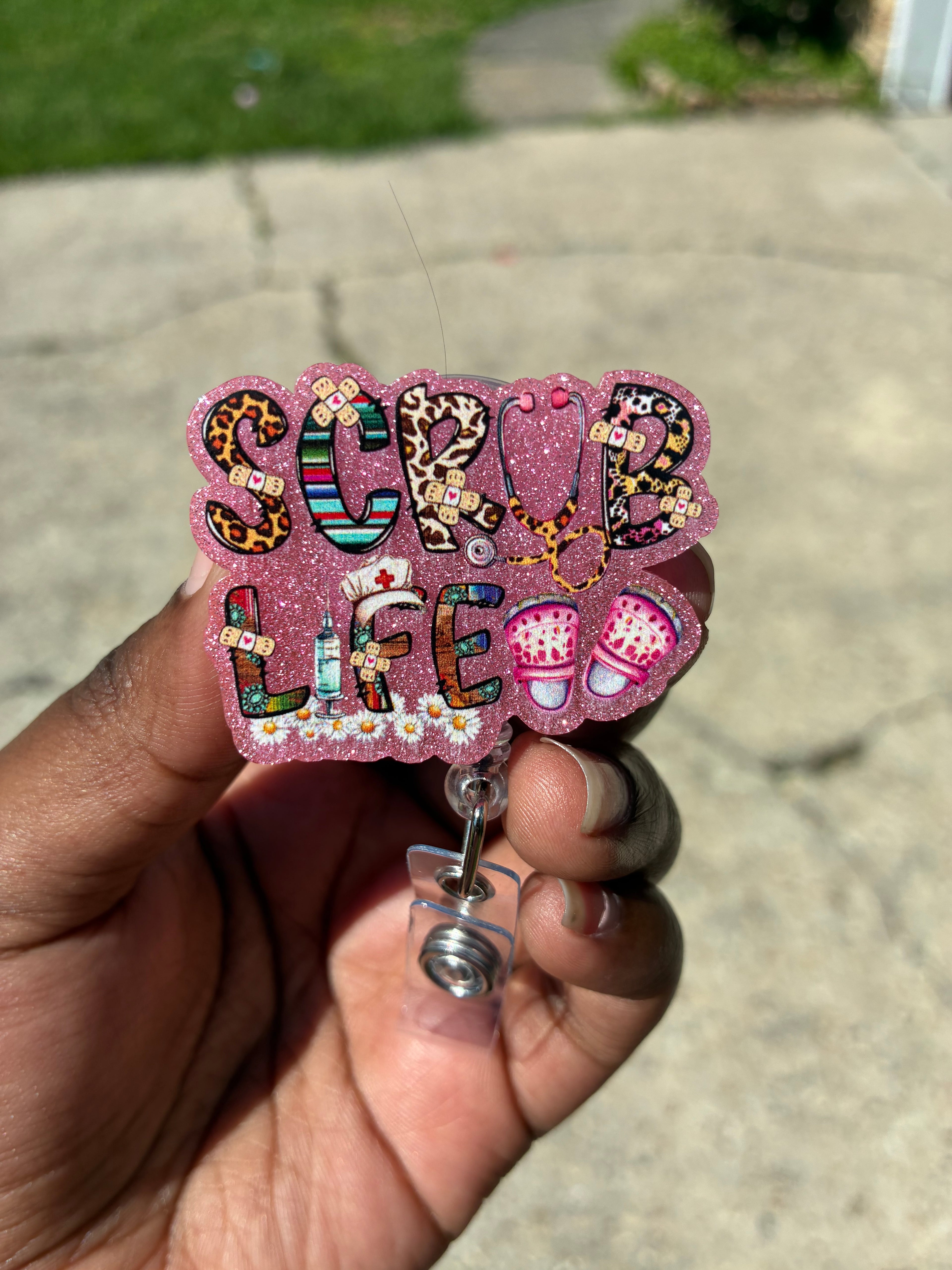 Scrub Life Babe – Glitter Badge Reel