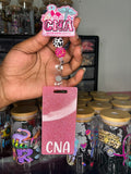 Pink Glitter CNA Badge Buddy | Certified Nursing Assistant Badge Card | Cute Healthcare Badge Accessory