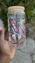 Pretty In Pink Nurse Glass Cup