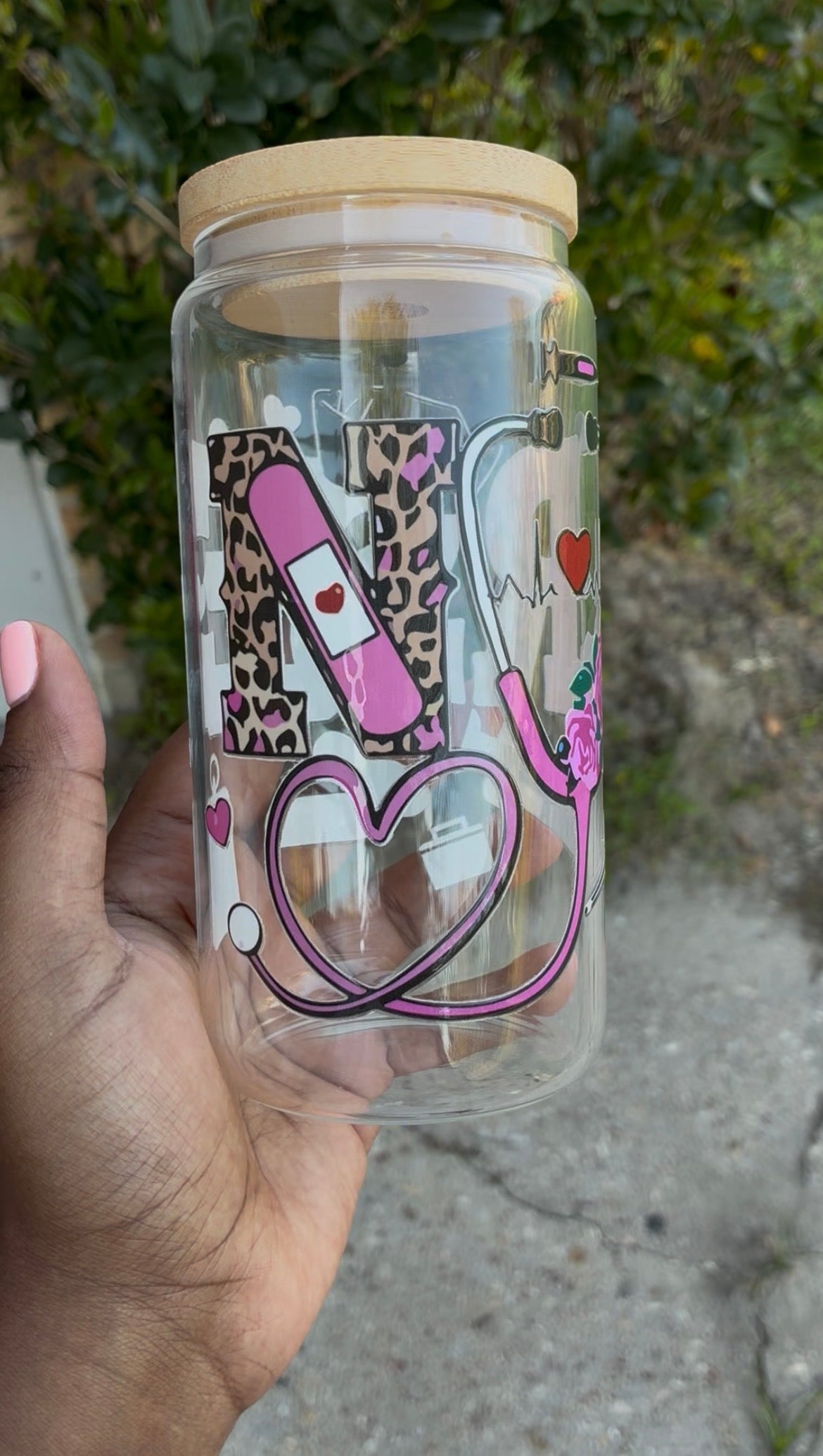 Pretty In Pink Nurse Glass Cup