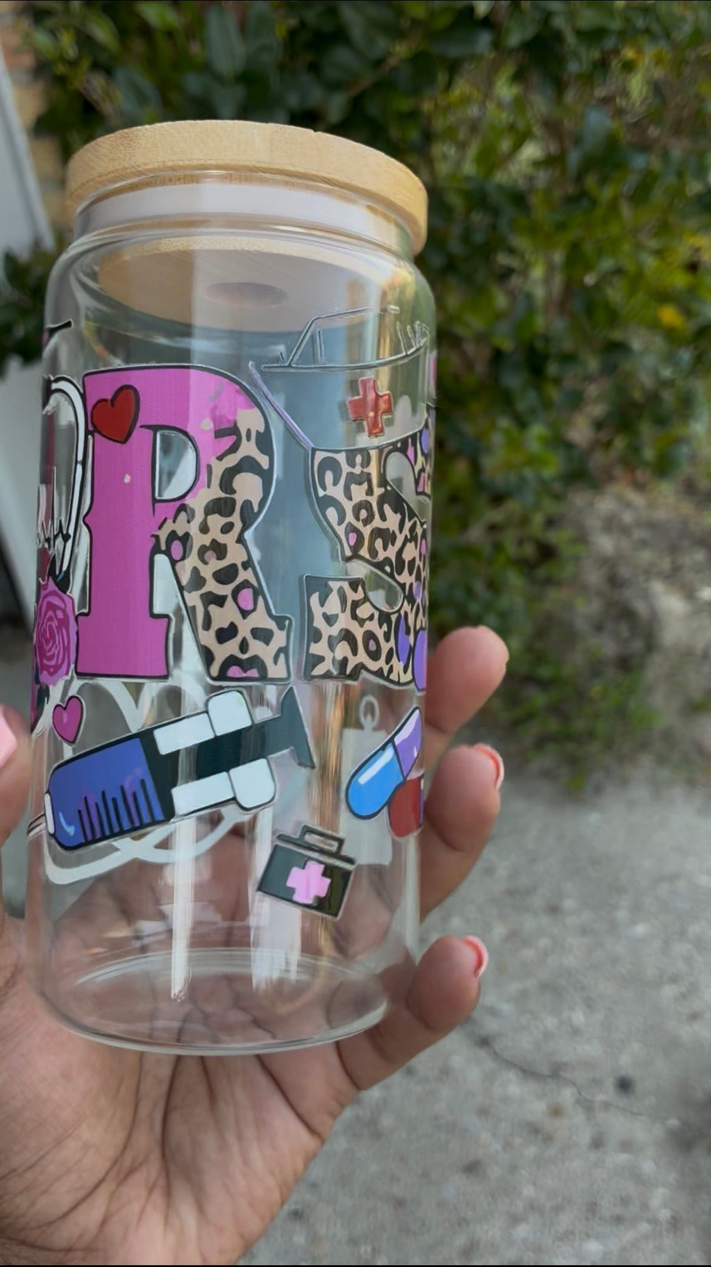 Pretty In Pink Nurse Glass Cup