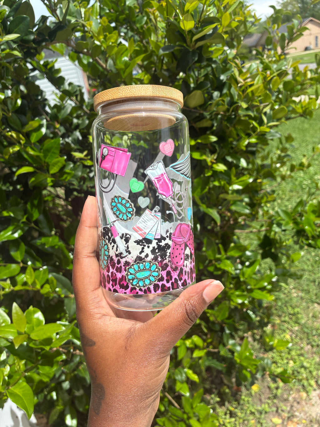 Pink Leopard CNA - Certified Nursing Assistant Glass Cup