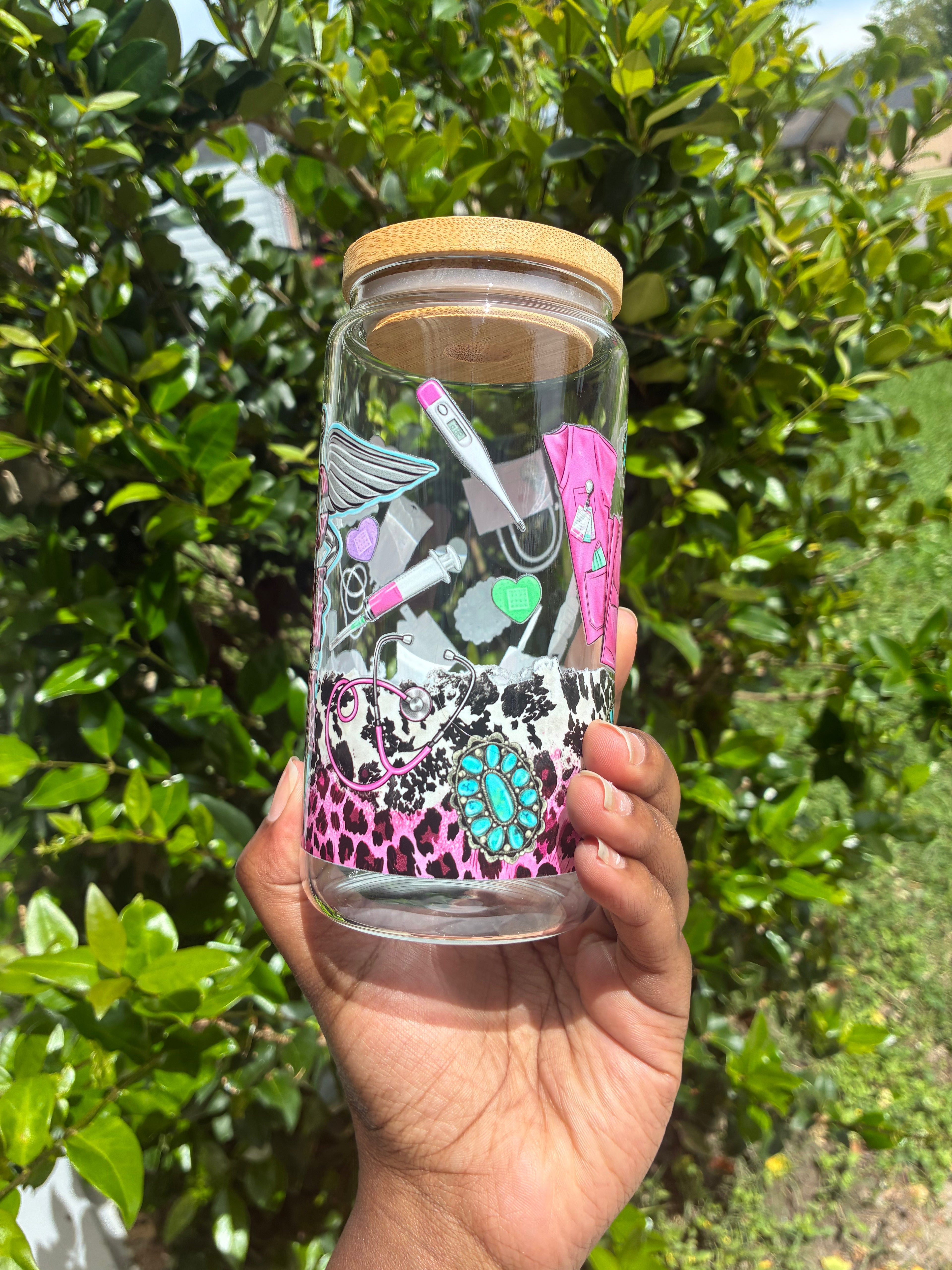 Pink Leopard CNA - Certified Nursing Assistant Glass Cup