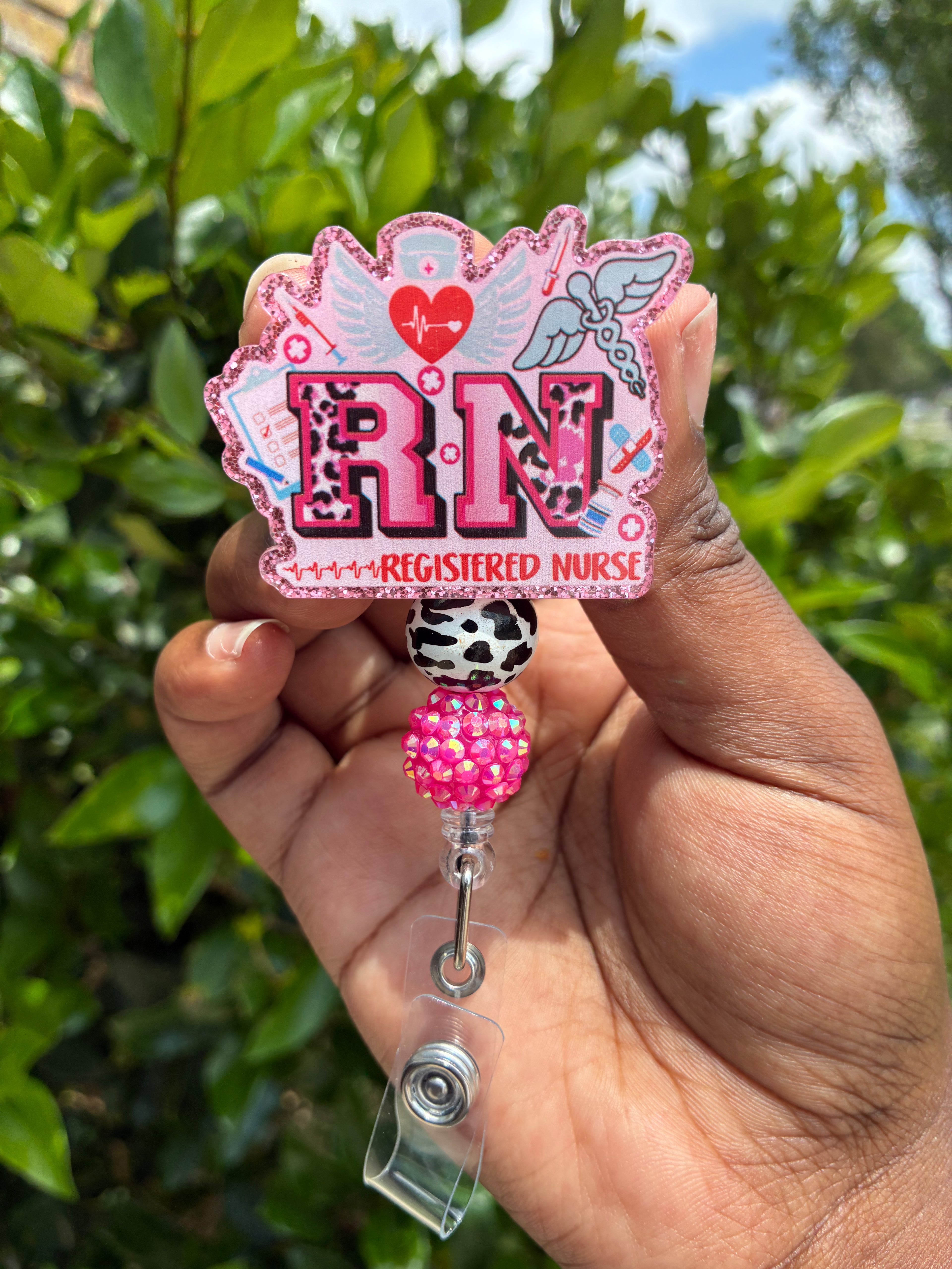 RN Luxe Beaded – Registered Nurse Badge Reel
