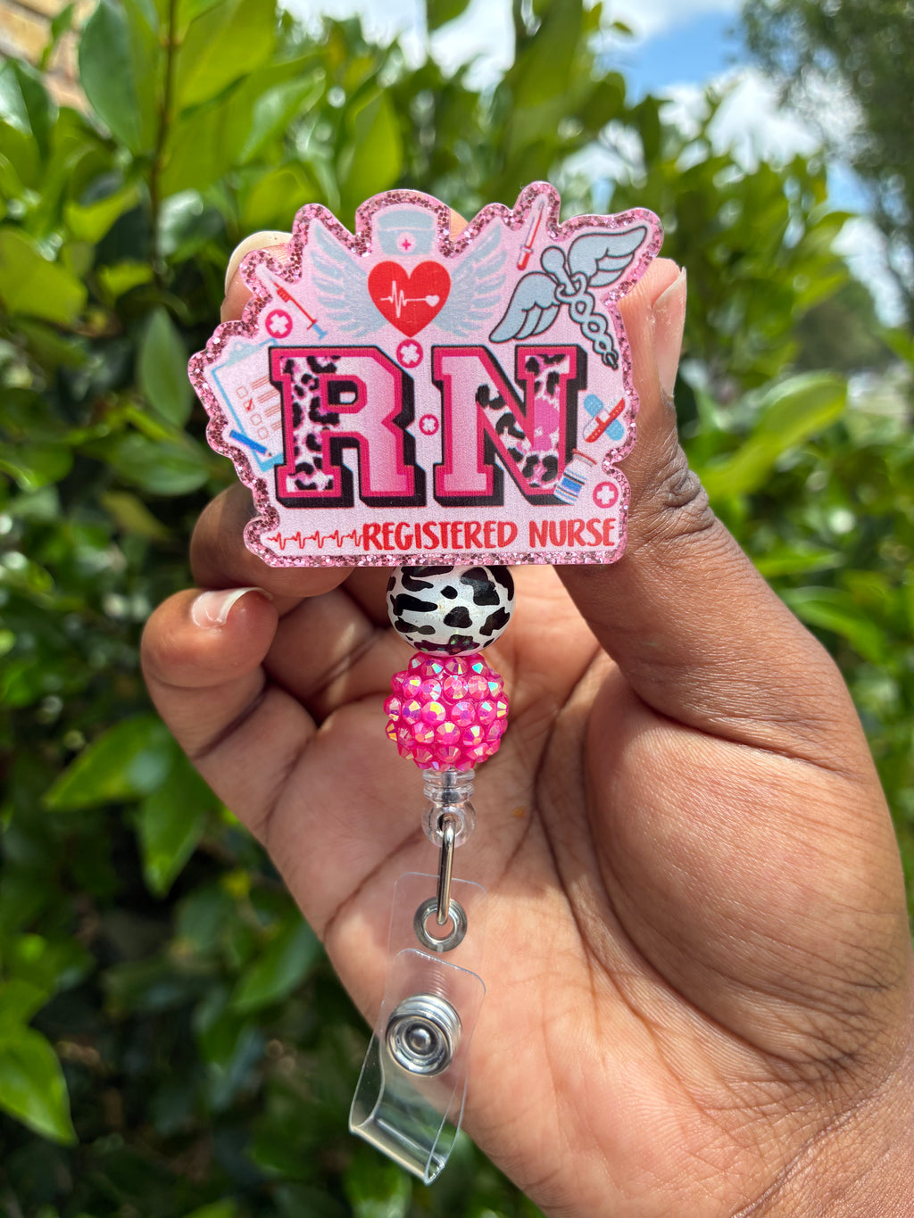 RN Luxe Beaded – Registered Nurse Badge Reel
