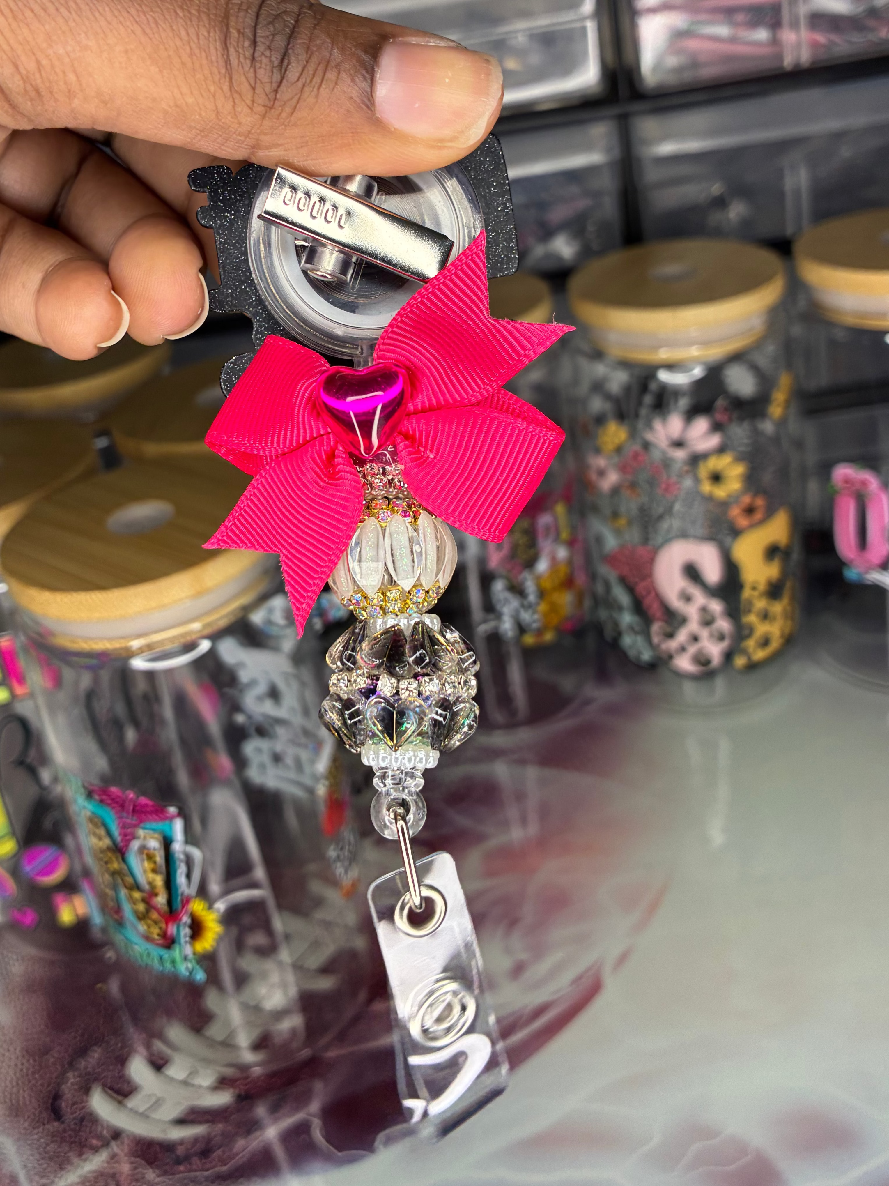 Premium Beaded Nurse in Progress Badge Reel | Nursing Student Badge Reel | Pink Nurse Badge Reel | CNA RN Badge Reel | Ready to Ship