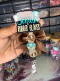 Premium Beaded Coffee Scrubs & Rubber Gloves Badge Reel | Healthcare Badge Reel | Nurse Badge Reel | CNA Badge Reel | Ready to Ship
